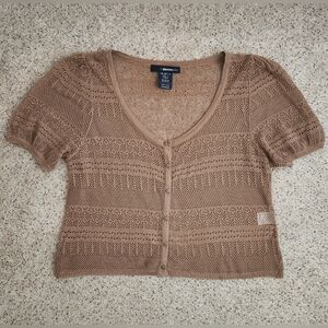 Brown Knit Button-Up Cardigan
